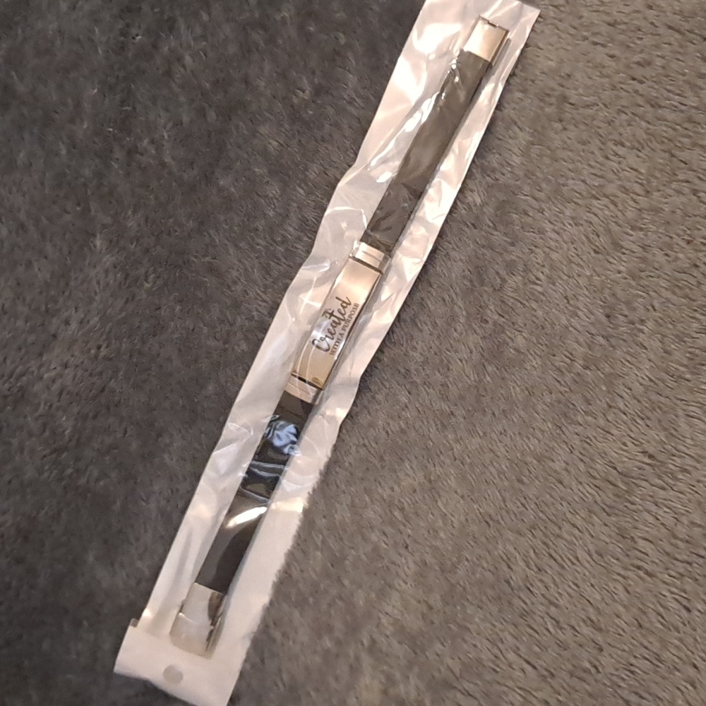 Created with a purpose Bracelet, silver metal and black silicone 8"